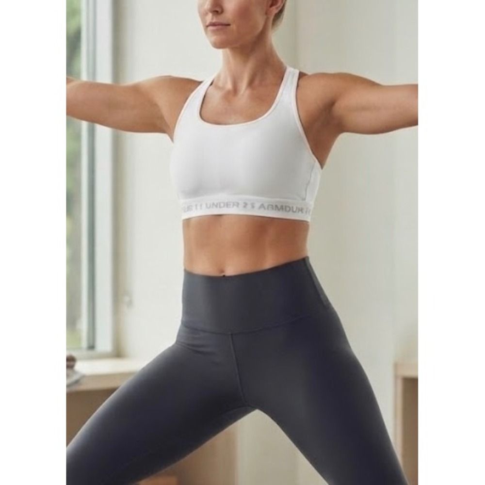 Under Armour Womens UA Crossback Mid Bra White 1361034-100 XXL NWT